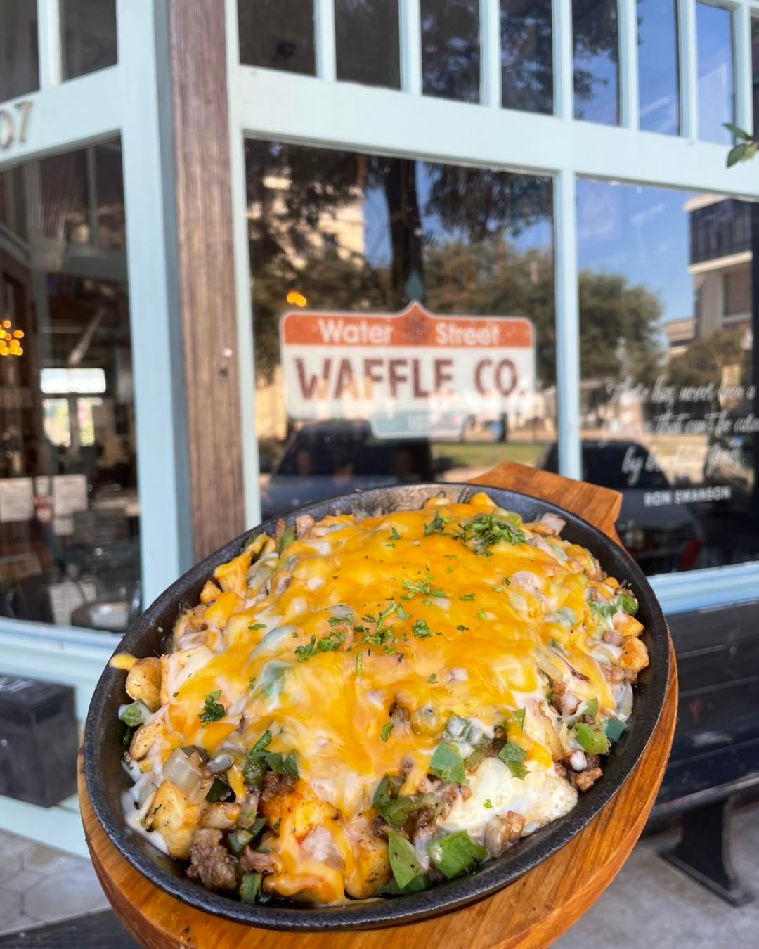 🧇 Brunch plans? @waterstreetwaffleco in downtown Belton has you covered! From hearty breakfast platters and savory skillets to avocado toast, omelets, tasty appetizers, and craft coffee, there’s something for every craving. 🥑 📸: @waterstreetwaffleco Explore their menu at waterstreetwafflecompany.com. #RiverFarm #BeltonTX #BeltonTXRealEstate #BeltonTXNewHomes #BeltonISD #PaintedSteer